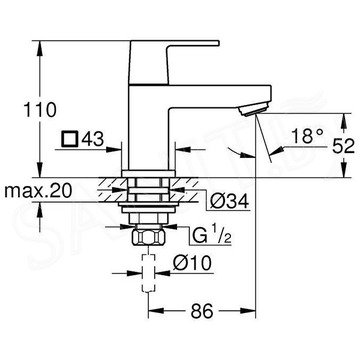 Смеситель для умывальника Grohe Eurocube 23137000 на одну воду