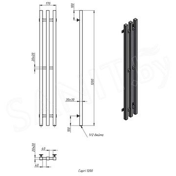 Полотенцесушитель Stinox Design Capri нижнее подключение