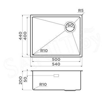 Кухонная мойка Omoikiri Taki 54-U/IF-GB / 54-U/IF-IN / 54-U/IF-LG Side