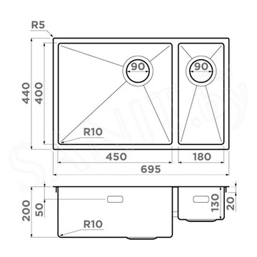 Кухонная мойка Omoikiri Taki 69-2-U/IF-LG-L Side / 69-2-U/IF-LG-R Side