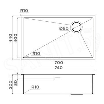 Кухонная мойка Omoikiri Taki 74-U/IF-LG Side