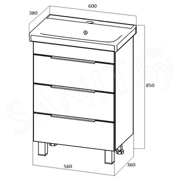 Тумба под умывальник 1Marka Gaula 60Н / 80Н 3я Black