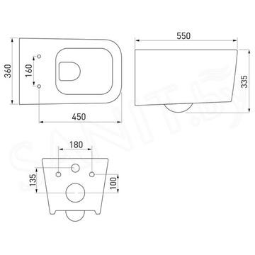 Комплект инсталляции Berges Novum 525 c кнопкой L1 / L4, подвесным унитазом Floe Rimless и сиденьем Floe Slim SO
