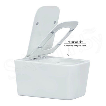 Комплект инсталляции Berges Novum 525 c кнопкой R2, подвесным унитазом Floe Rimless и сиденьем Floe Slim SO