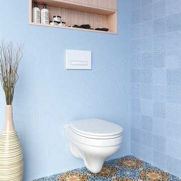 Комплект инсталляции Berges Atom Line 410 c кнопкой белой, подвесным унитазом Albit S и сиденьем Optim SO