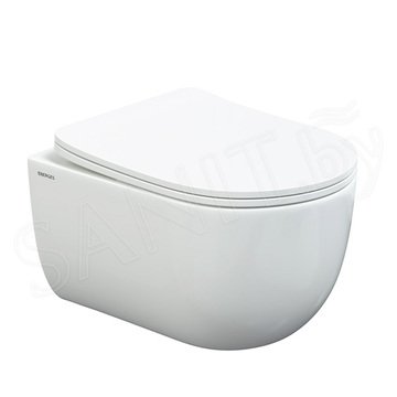 Комплект инсталляции Berges Atom Line 410 c кнопкой черной, подвесным унитазом Ventas Rimless и сиденьем Ventas Slim SO