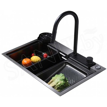 Кухонная мойка Abber Wasser Kreis AF2194B с двумя коландерами и ринзером