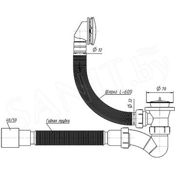 Сифон для ванны Eurolux Vega-Pro Е990601144