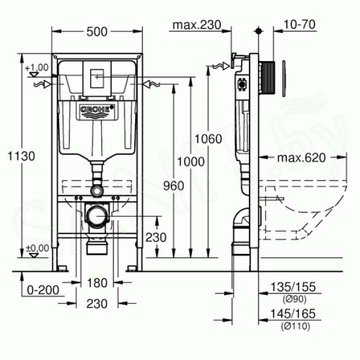 Комплект инсталляции Grohe Solido 38811KF0 с унитазом Roxen Boro 530145-01 Rimless Soft Close