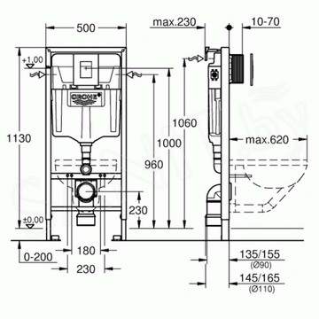 Комплект инсталляции Grohe Solido 38811KF0 с унитазом Roxen Antares Black 530110-01B Rimless Soft Close