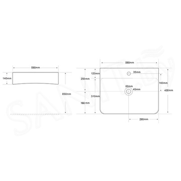 Комплект 2 в 1 умывальник Roxen Solo 110160-CH с донным клапаном