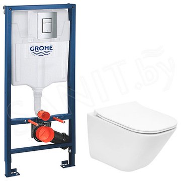 Комплект инсталляции Grohe Rapid SL 38772001 с подвесным унитазом Roca The Gap CleanRim 34647L000 Slim Soft Close