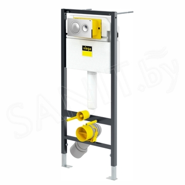 Комплект инсталляции Viega Prevista Dry 792855 с кнопкой и подвесным унитазом Roca The Gap CleanRim 34647L000 Slim Soft Close