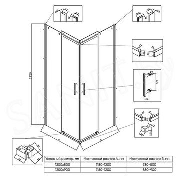 Душевой уголок Veconi RV-50CH 120 pear