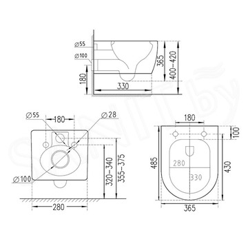 Комплект инсталляции AlcaPlast AM101/1120 с ароматизатором, кнопкой M270 и унитазом Roxen Antares Gold 530110-01G