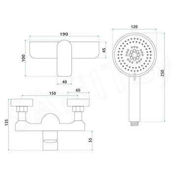 Смеситель для душа Rea Dart Black Matt B3302