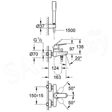 Смеситель для ванны Grohe Eurosmart Cosmopolitan 32832000 с душем Euforia Cosmo