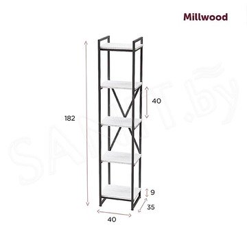 Стеллаж Millwood Лофт СН-2 дуб белый / черный