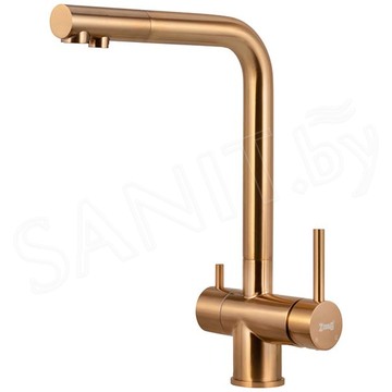 Кухонная мойка Zorg ZRN 5055 Nano PVD Gold Rosy со смесителем под фильтр