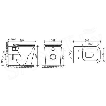 Приставной унитаз CeramicaNova Cubic CN1809 Rimless Soft Close