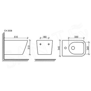 Подвесное биде CeramicaNova Metric CN3008 с донным клапаном