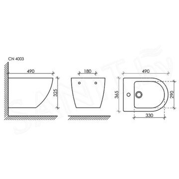 Подвесное биде CeramicaNova Metropol CN4003MB с донным клапаном