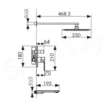 Душевая система скрытого монтажа Kaiser Linear 59077