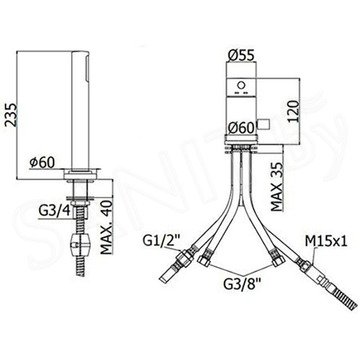 Смеситель на борт ванны Paffoni Light LIG048NO на 2 отверстия