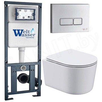 Комплект инсталляции Weltwasser Marberg 410 с кнопкой и подвесным унитазом Roxen Simple Compact 530120-01