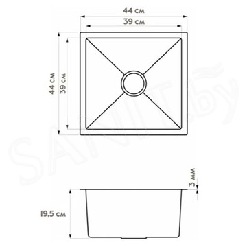 Кухонная мойка Axus LS-4444 с коландером