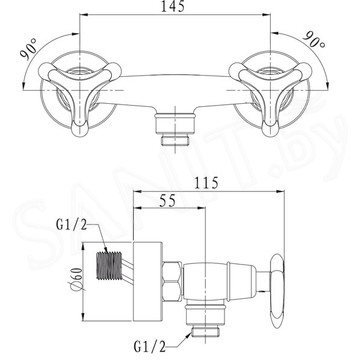 Смеситель для душа Kaiser Trio 57077