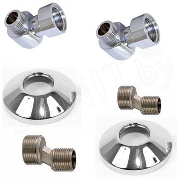Комплект угловых американок 3/4"х1/2" Г/Ш + чашки 3/4" + эксцентрики 3/4"х1/2" хром