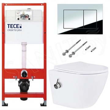 Система инсталляции для унитаза TECEbase kit c кнопкой и подвесным унитазом Roxen Antares Bidet 530185-01X с функцией биде