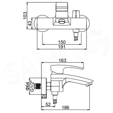 Смеситель для ванны Gerhans K13214