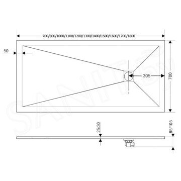 Душевой поддон RGW Stone Tray ST-W белый ширина 70