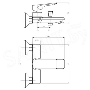 Смеситель для ванны Esko Eiger EG 54