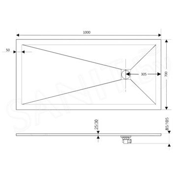 Душевой поддон RGW Stone Tray ST-G серый ширина 70