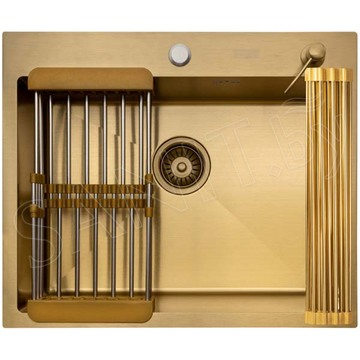 Кухонная мойка Arfeka Eco AR 60 Gold с коландером, дозатором и роллер-матом