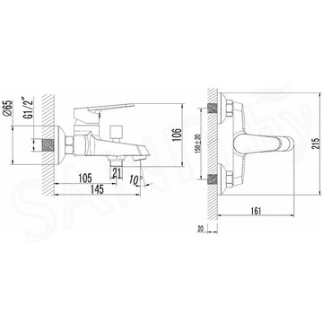 Смеситель для ванны Azario Castelo AZ-VJC238274C