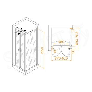 Душевой уголок RGW Passage PA-144B 60 (PA-104B+Z-050-2B+O-104B)