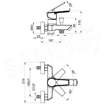 Смеситель для ванны Azario Enzo AZ-15710501