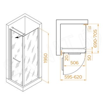 Душевой уголок RGW Passage PA-148 60 (PA-103+Z-050-2+O-104)