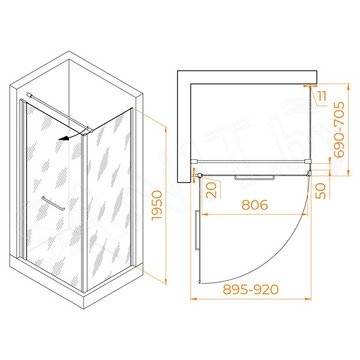 Душевой уголок RGW Passage PA-148 90 (PA-103+Z-050-2+O-104)