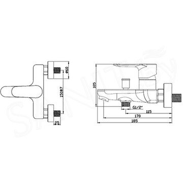 Смеситель для ванны Azario Leya AZ-15920501