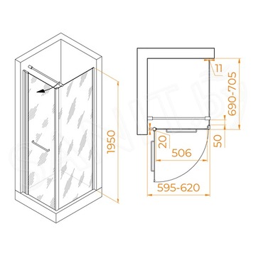 Душевой уголок RGW Passage PA-148B 60 (PA-103B+Z-050-2B+O-104B)