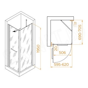 Душевой уголок RGW Passage PA-148B 60 (PA-103B+Z-050-2B+O-204B)