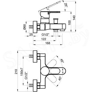 Смеситель для ванны Azario Tevis AZ-15490501