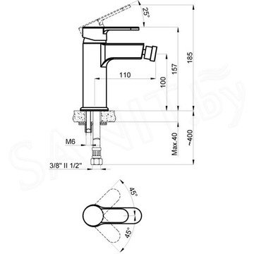 Смеситель для биде Azario Tevis AZ-15496601