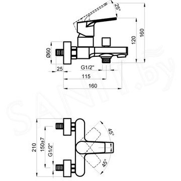 Смеситель для ванны Azario Treya AZ-156805037