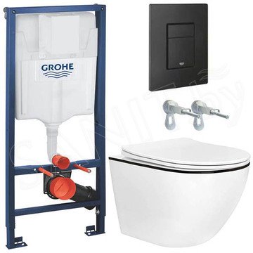 Комплект инсталляции Grohe Solido 38811KF0 с унитазом Roxen Antares Black 530110-01B Rimless Soft Close